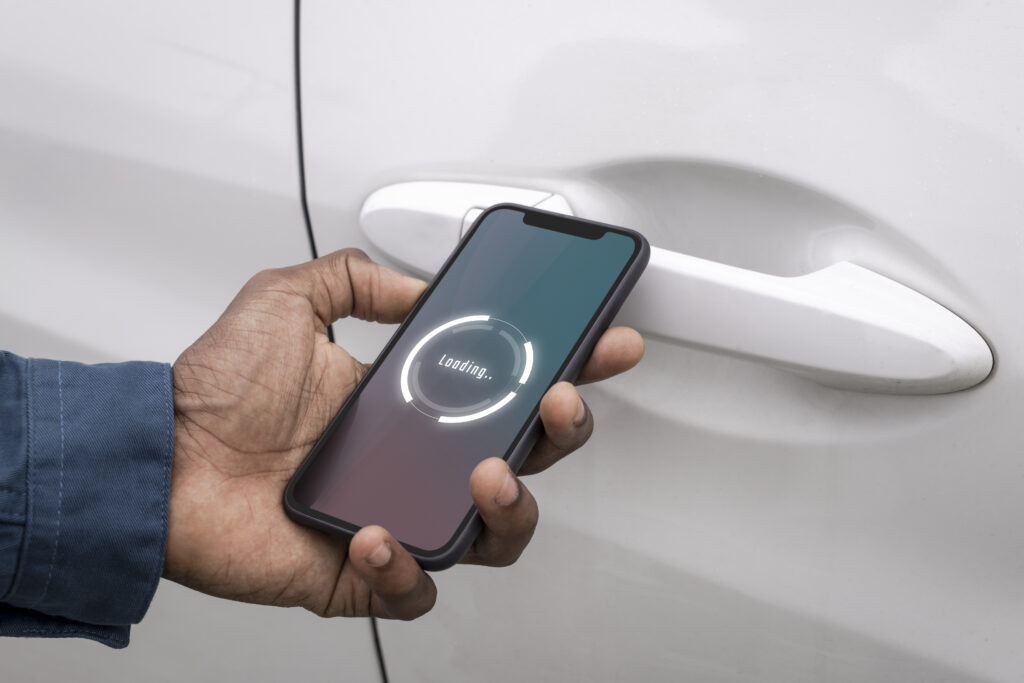 Unlocking car by using Tesla smartphone 
